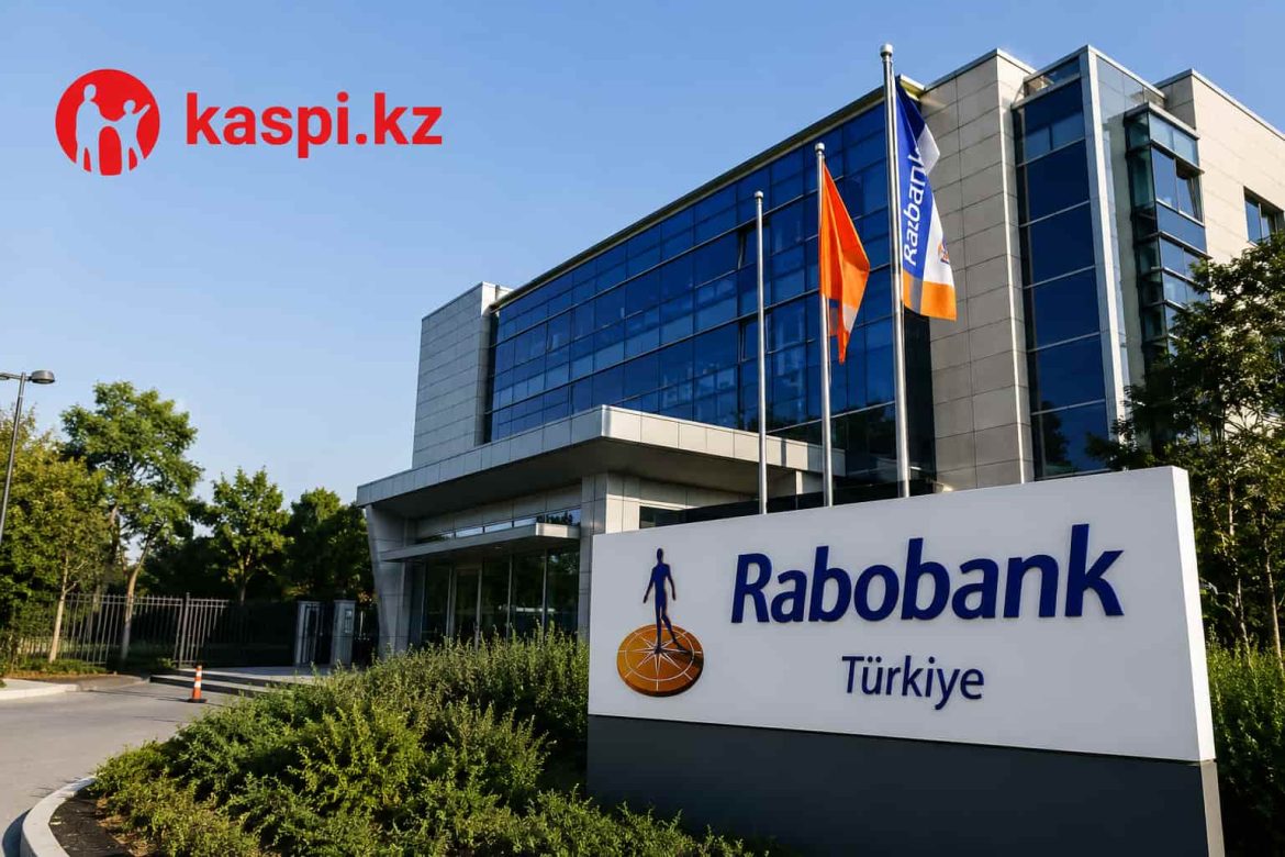 Kaspi.kz'nin Rabobank A.Ş. satın alımı için aldığı BDDK onayını temsil eden kurumsal görsel